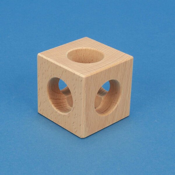 wooden cube 6 cm 3 cm 3x drilled