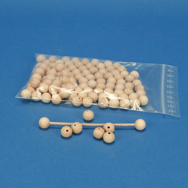100 wooden balls beech Ø 12mm half drilled 3mm