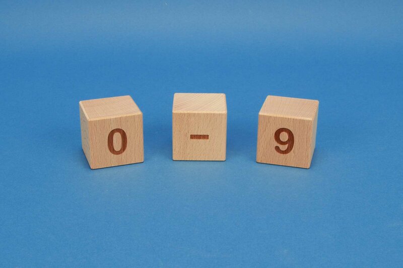 houten nummer kubus 0-9 positief