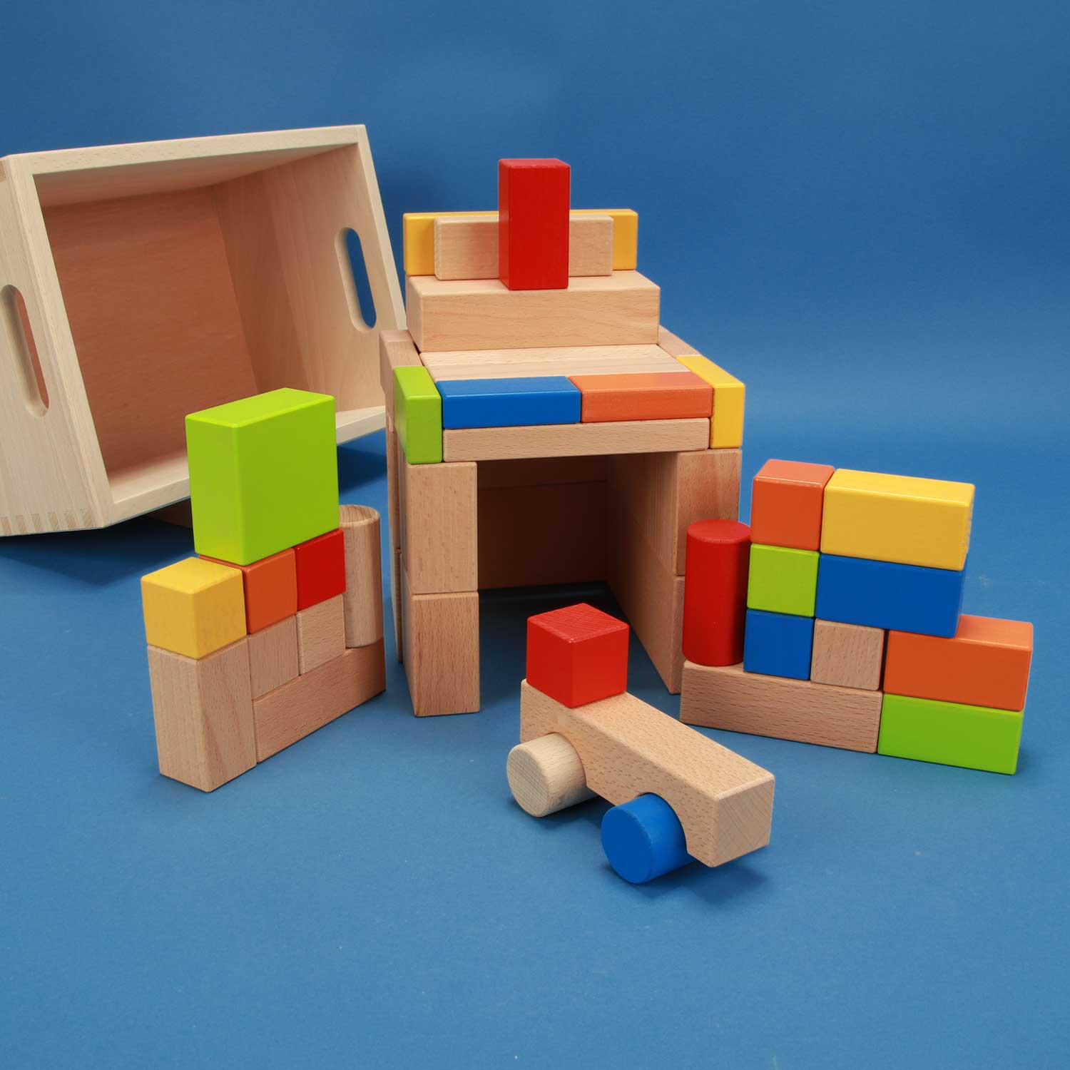 Sets of wooden building blocks
