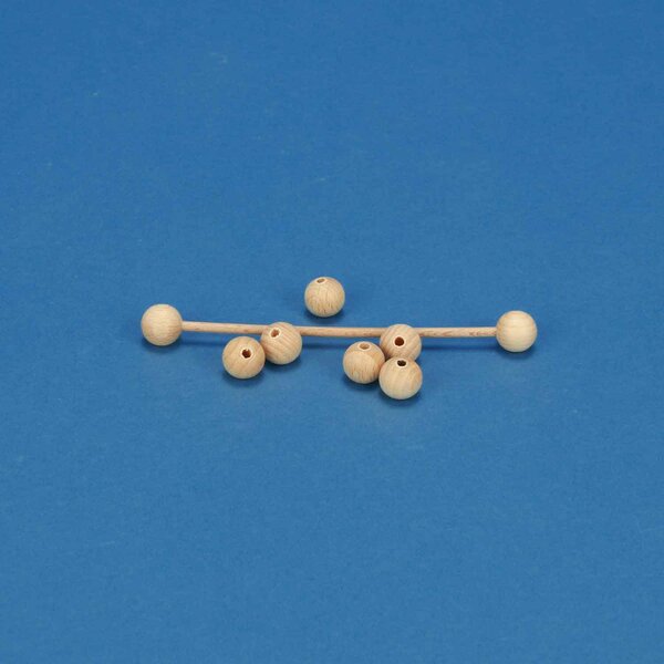 100 wooden balls beech Ø 10mm half drilled 3mm